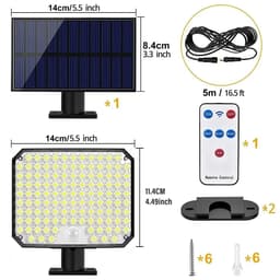 image-118LED Outdoor Solar Light 3 Mode Street lamp with Motion Sensor Remote Control IP65 Waterproof Patio Garage Backyard Wall Light