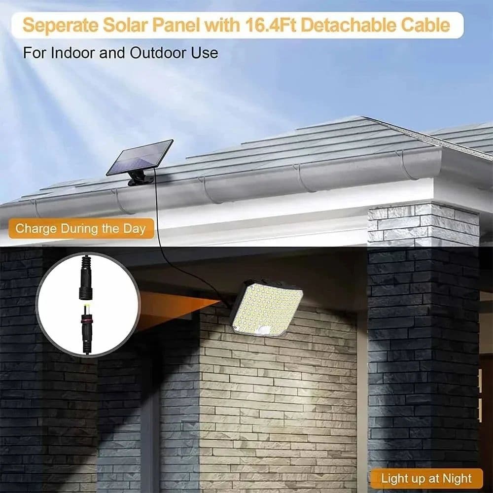image-118LED Outdoor Solar Light 3 Mode Street lamp with Motion Sensor Remote Control IP65 Waterproof Patio Garage Backyard Wall Light