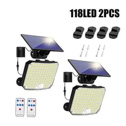 image-118LED Outdoor Solar Light 3 Mode Street lamp with Motion Sensor Remote Control IP65 Waterproof Patio Garage Backyard Wall Light