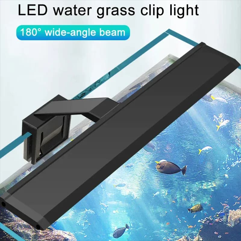 image-Fish Tank Plants Light LED Aquarium Lights Grow Clip Lamp Aquatic Coral Aquariums Fishbowl Lighting 3 Color Switch 220V 10-55cm
