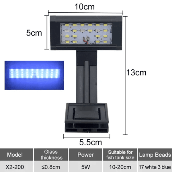 image-Fish Tank Plants Light LED Aquarium Lights Grow Clip Lamp Aquatic Coral Aquariums Fishbowl Lighting 3 Color Switch 220V 10-55cm
