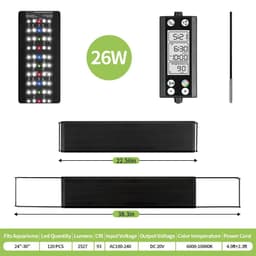 image-30-60cm 24/7 Cycle LED Lighting Light With LCD Monitor And Thermometer Memory Function Fish Tank Light IP68 110V-240V