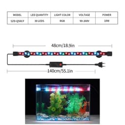image-Aquarium Light LED Plant Grow Lamp Waterproof Fish Tank Light 18-58CM Underwater Aquariums Decor Lighting 90-260V 5730chip