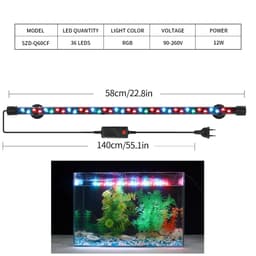 image-Aquarium Light LED Plant Grow Lamp Waterproof Fish Tank Light 18-58CM Underwater Aquariums Decor Lighting 90-260V 5730chip