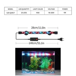 image-Aquarium Light LED Plant Grow Lamp Waterproof Fish Tank Light 18-58CM Underwater Aquariums Decor Lighting 90-260V 5730chip