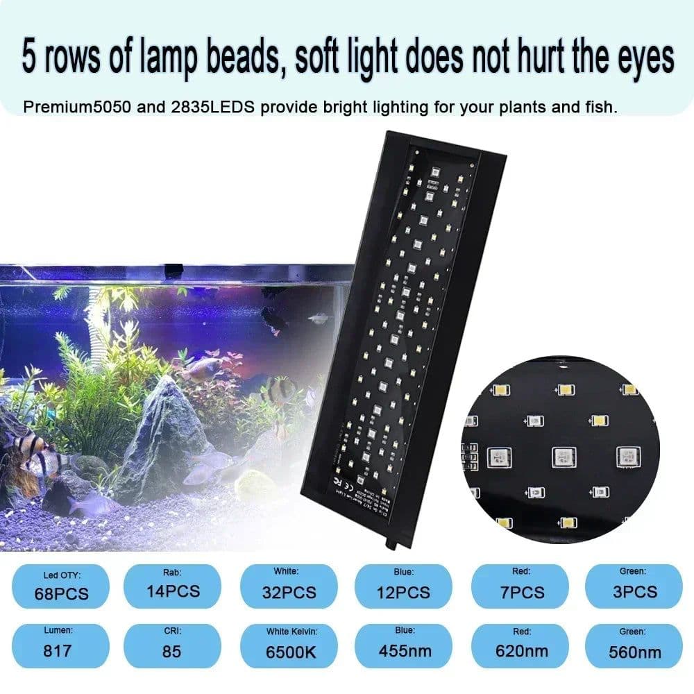 image-Aquarium Light LED Light for 24/7 Full Spectrum,14W,IP68 Waterproof, Fish Tank Decoration and Aquatic Plant Growth 110V-240V