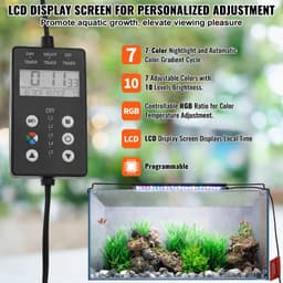 image-VEVOR Aquarium Light with LCD Monitor 14W Full Spectrum Fish Tank Light with 24/7 Natural Mode Adjustable Brightness 12"-18"Tank