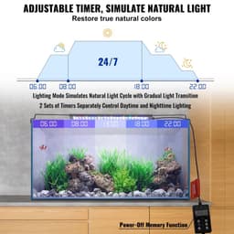 image-VEVOR Aquarium Light with LCD Monitor 14W Full Spectrum Fish Tank Light with 24/7 Natural Mode Adjustable Brightness 12"-18"Tank
