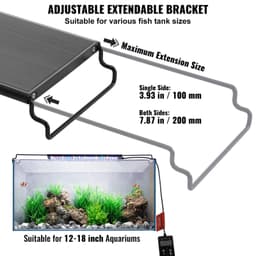 image-VEVOR Aquarium Light with LCD Monitor 14W Full Spectrum Fish Tank Light with 24/7 Natural Mode Adjustable Brightness 12"-18"Tank