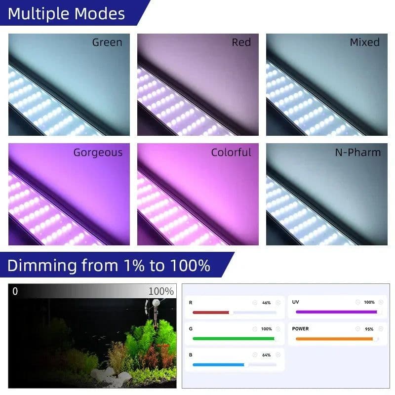 image-WEEK AQUA L Series APP Control Dimmer & Timer RRB+UVA Aquarium Lighting Planted Led Light