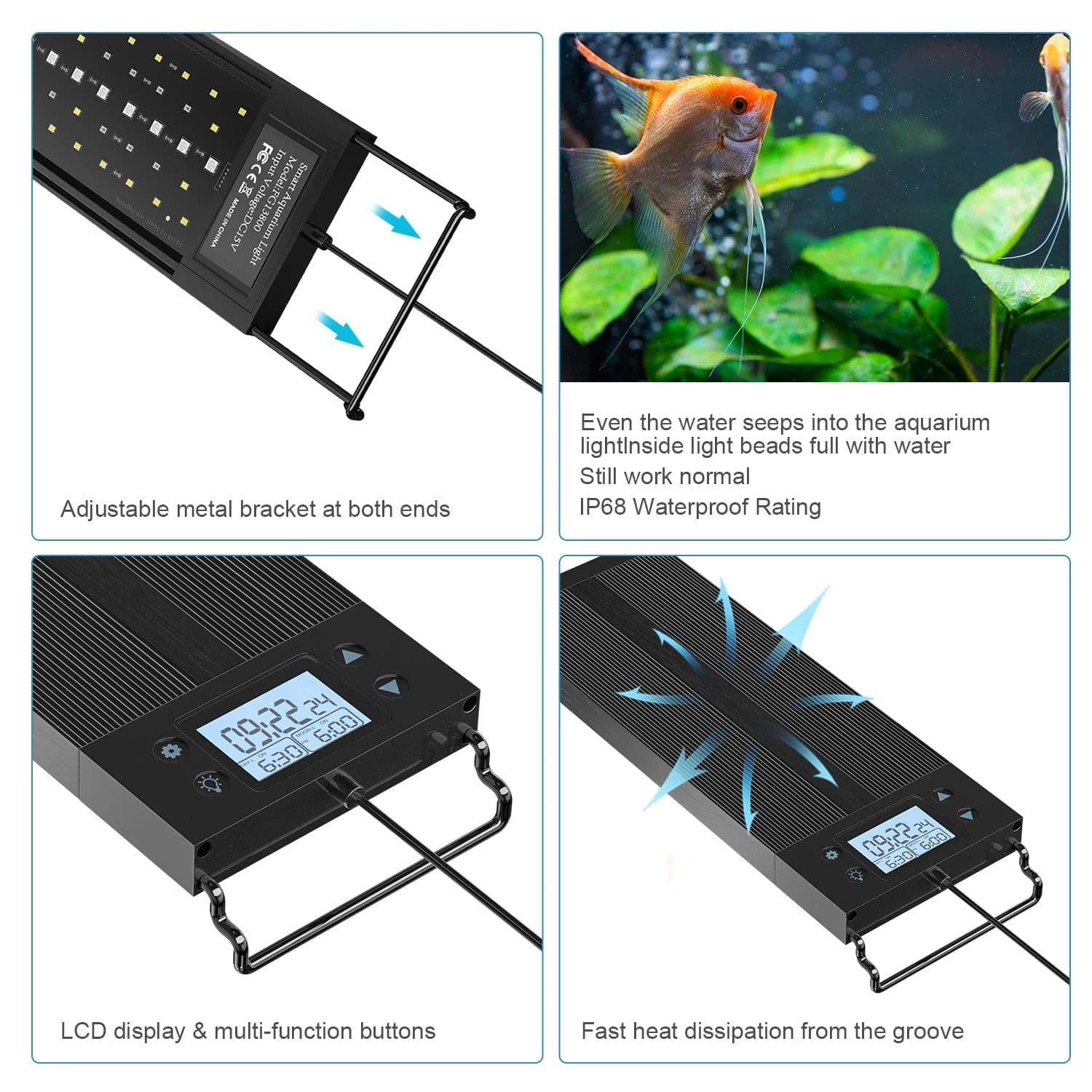 image-Fish tank accessories Aquarium light programmable LED 7color aquarium light 18w 24w 36w 30-60cm lighting fish light direct sales