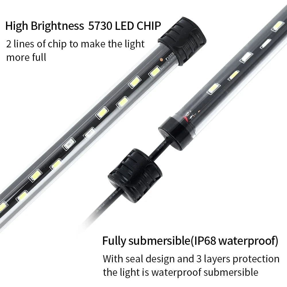 image-Aquarium Light LED Plant Grow Lamp Waterproof Fish Tank Light 18-58CM Underwater Aquariums Decor Lighting 90-260V 5730chip