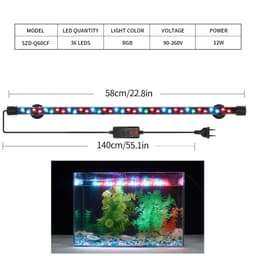 image-Aquarium Light LED Plant Grow Lamp Waterproof Fish Tank Light 18-58CM Underwater Aquariums Decor Lighting 90-260V 5730chip
