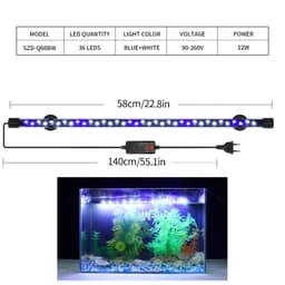 image-Aquarium Light LED Plant Grow Lamp Waterproof Fish Tank Light 18-58CM Underwater Aquariums Decor Lighting 90-260V 5730chip