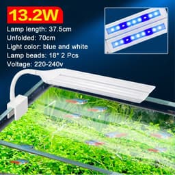 image-Super Bright Clip Lamp LED Aquarium Light for Aquatic Plant Grow Fish Tank Full Spectrum Timing Lamp 220-240V 30~70CM 4W 8W 13W