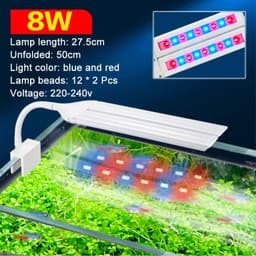 image-Super Bright Clip Lamp LED Aquarium Light for Aquatic Plant Grow Fish Tank Full Spectrum Timing Lamp 220-240V 30~70CM 4W 8W 13W