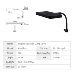 image-Mini 9Pro Aquarium Light Plant Grow Full Spectrum LED Magnetic Base Ecology Microlandscape Clip Light Nano Aquarium Light