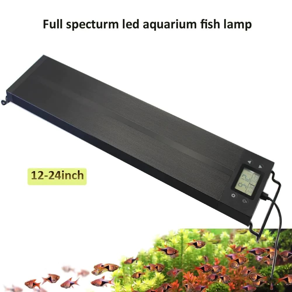 image-Auto On Off 12-24Inch LED Aquarium Light Extendable Dimmable 7 Colors Full Spectrum Aquarium Plant Light