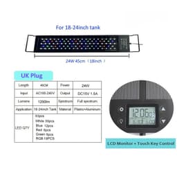 image-Auto On Off 12-24Inch LED Aquarium Light Extendable Dimmable 7 Colors Full Spectrum Aquarium Plant Light