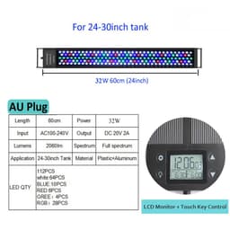 image-Auto On Off 12-24Inch LED Aquarium Light Extendable Dimmable 7 Colors Full Spectrum Aquarium Plant Light