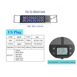 image-Auto On Off 12-24Inch LED Aquarium Light Extendable Dimmable 7 Colors Full Spectrum Aquarium Plant Light