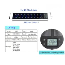 image-Auto On Off 12-24Inch LED Aquarium Light Extendable Dimmable 7 Colors Full Spectrum Aquarium Plant Light