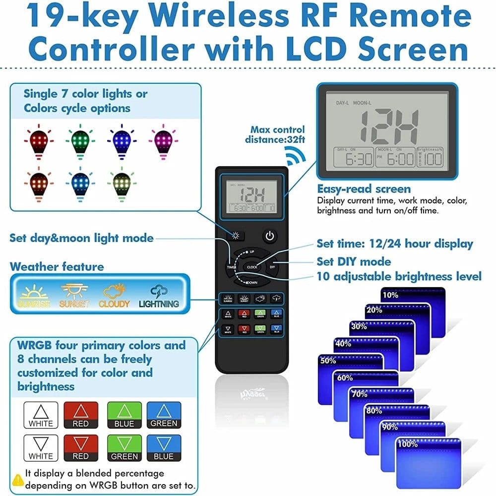 image-yyaqua Remote Control Aquarium Light 60-105CM RGBW LED