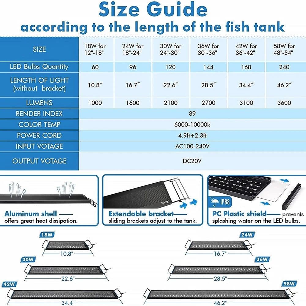 image-yyaqua Remote Control Aquarium Light 60-105CM RGBW LED