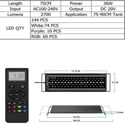 image-yyaqua Remote Control Aquarium Light 60-105CM RGBW LED
