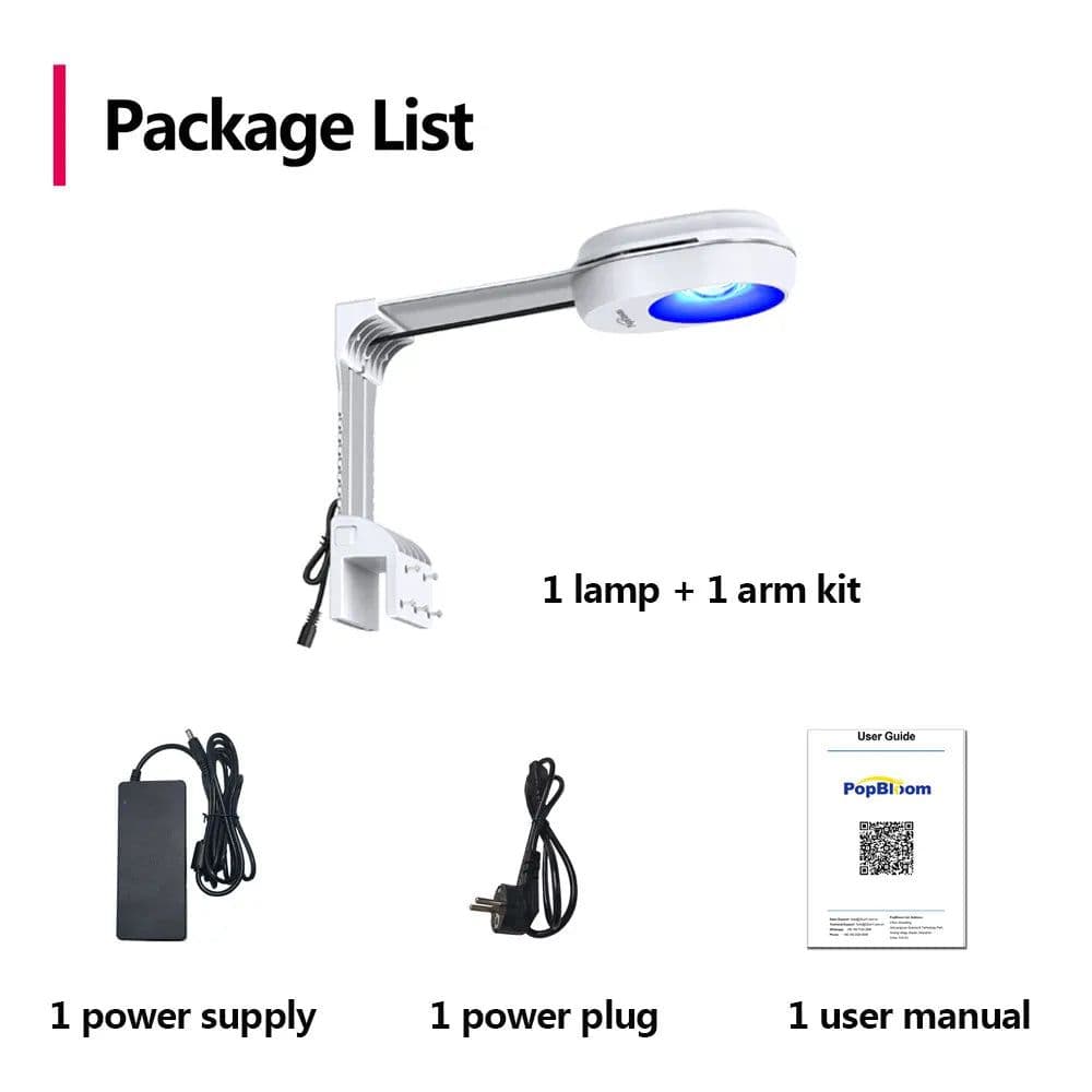 image-PopBloom RL60 WiFi Aquarium Reef Light 60W, Full Spectrum Marine Aquarium LED Light For Coral SPS/LPS Nano Tank, Include Mount