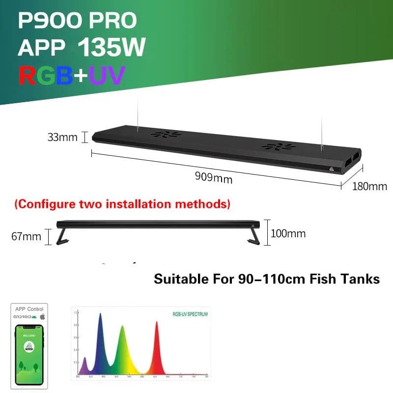 image-Week Aqua P Series Aquarium LED Light, RGB Landscaping Lamp, App Control, Adjustable Height