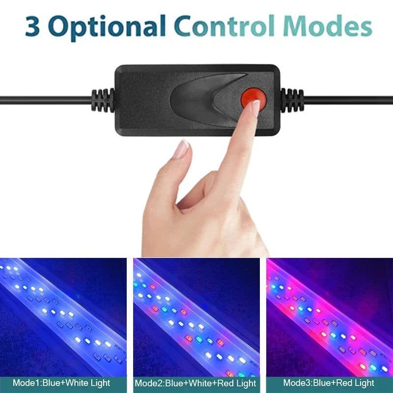 image-Super Slim LED Aquarium Lighting Rgb Aquatic Plant Light 18-58CM Extensible Waterproof Clip for Fish Tank 90-260V Color Lights