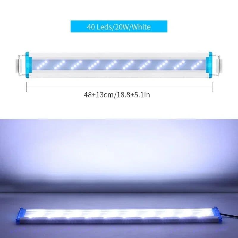 image-Super Slim LED Aquarium Lighting Rgb Aquatic Plant Light 18-58CM Extensible Waterproof Clip for Fish Tank 90-260V Color Lights