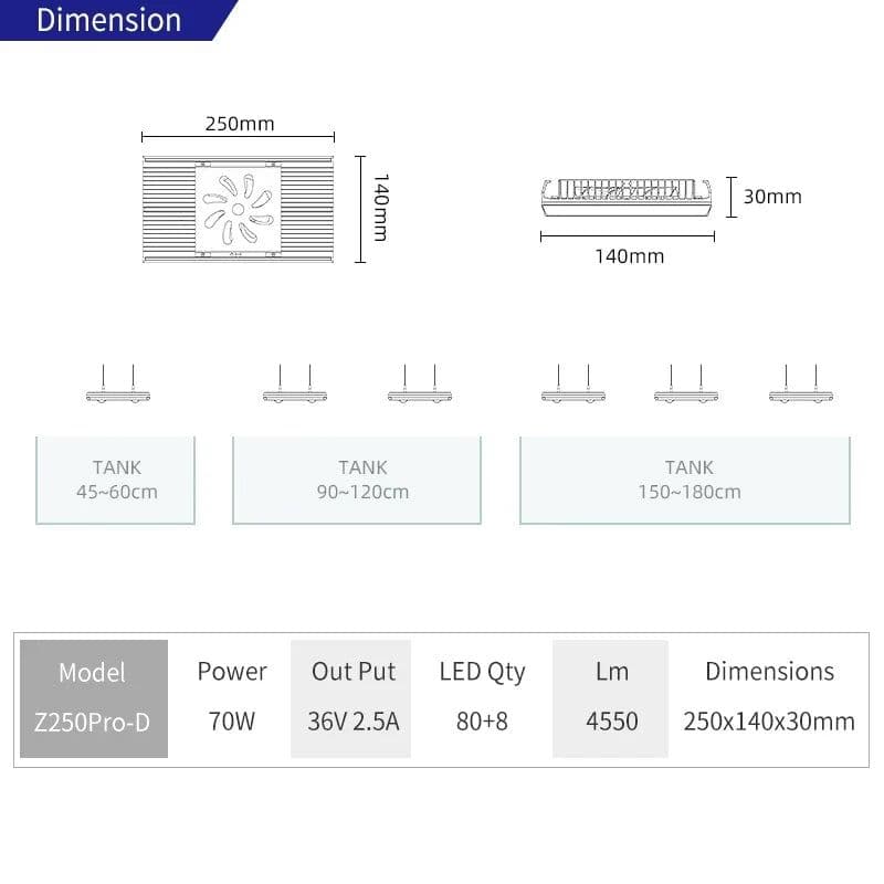 image-Week Aqua Z250Pro led aquarium light full spectrum APP control plant light noopsyche for freshwater aquarium fish tank