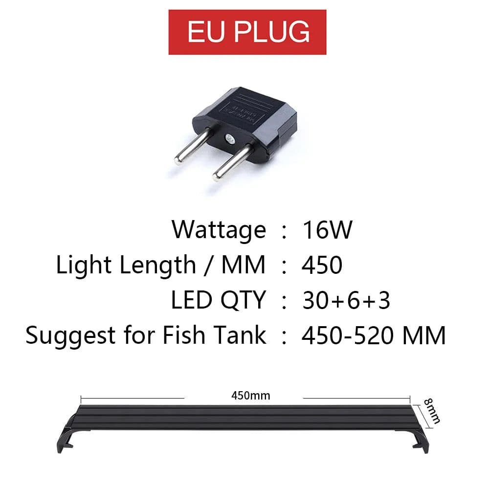 image-20-70cm 220-240V Aquarium LED Lighting Fish Tank Light Lamp With Extendable Brackets White and Blue LEDs Fit For Aquarium