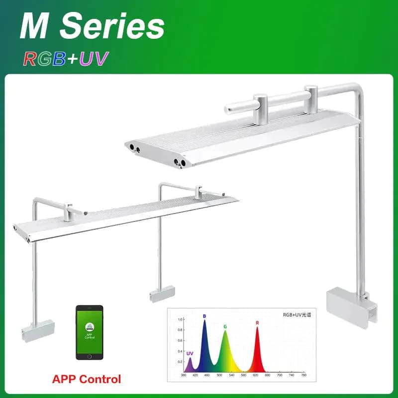 image-Week Aqua LED M Series RGB+UV Aquarium Light, Nano Aquarium Light, Cycle Timer, Nano Tank with Bracket for Aquatics Plants,