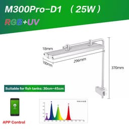 image-Week Aqua LED M Series RGB+UV Aquarium Light, Nano Aquarium Light, Cycle Timer, Nano Tank with Bracket for Aquatics Plants,
