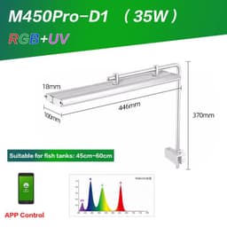 image-Week Aqua LED M Series RGB+UV Aquarium Light, Nano Aquarium Light, Cycle Timer, Nano Tank with Bracket for Aquatics Plants,