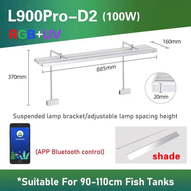 image-WEEK AQUA L Series, Aquarium LED Grow Lamp for Plants, App Control, Aquariums Equipment Lighting, RGB + UV,Adjustable width