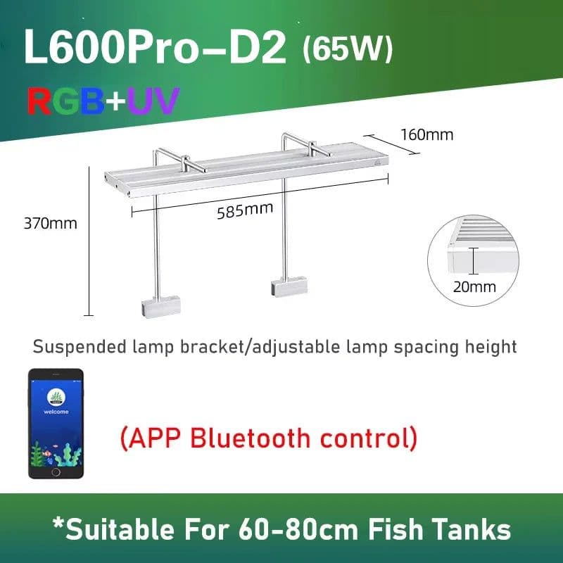 image-WEEK AQUA L Series, Aquarium LED Grow Lamp for Plants, App Control, Aquariums Equipment Lighting, RGB + UV,Adjustable width