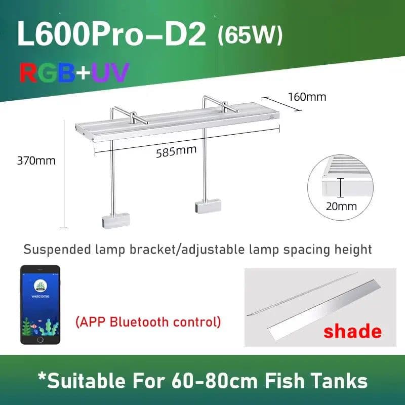 image-WEEK AQUA L Series, Aquarium LED Grow Lamp for Plants, App Control, Aquariums Equipment Lighting, RGB + UV,Adjustable width