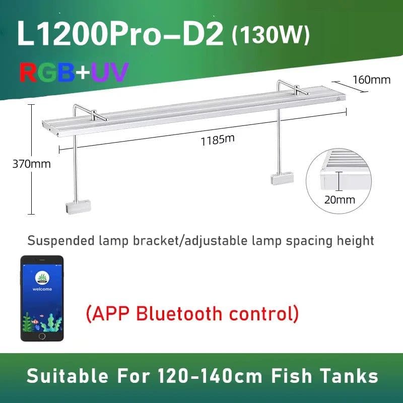 image-WEEK AQUA L Series, Aquarium LED Grow Lamp for Plants, App Control, Aquariums Equipment Lighting, RGB + UV,Adjustable width