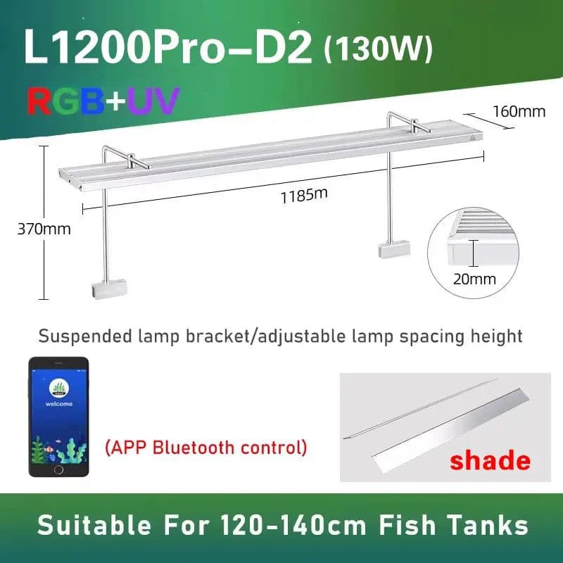 image-WEEK AQUA L Series, Aquarium LED Grow Lamp for Plants, App Control, Aquariums Equipment Lighting, RGB + UV,Adjustable width