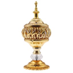 image-Incense Burner Holder Metal Censer Cone Arabian Stick Frankincense Vintage Bakhoor Coil Ash Catcher Iron Aromatherapy Fragrance