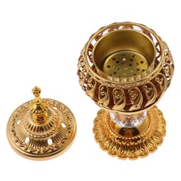 image-Incense Burner Holder Metal Censer Cone Arabian Stick Frankincense Vintage Bakhoor Coil Ash Catcher Iron Aromatherapy Fragrance