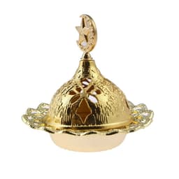 image-Incense Burner Holder Metal Censer Cone Arabian Stick Frankincense Vintage Bakhoor Coil Ash Catcher Iron Aromatherapy Fragrance