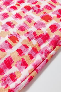 image-Pink Abstract Print Frilly Neck Sleeveless Mini Dress