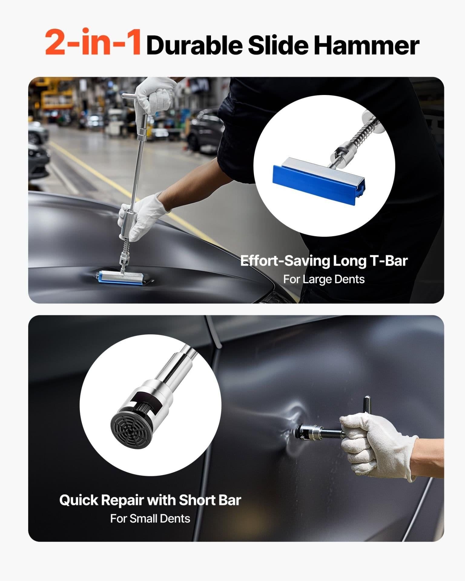 image-VEVOR 61-Piece Paintless Dent Removal Kit with Slide Hammer
