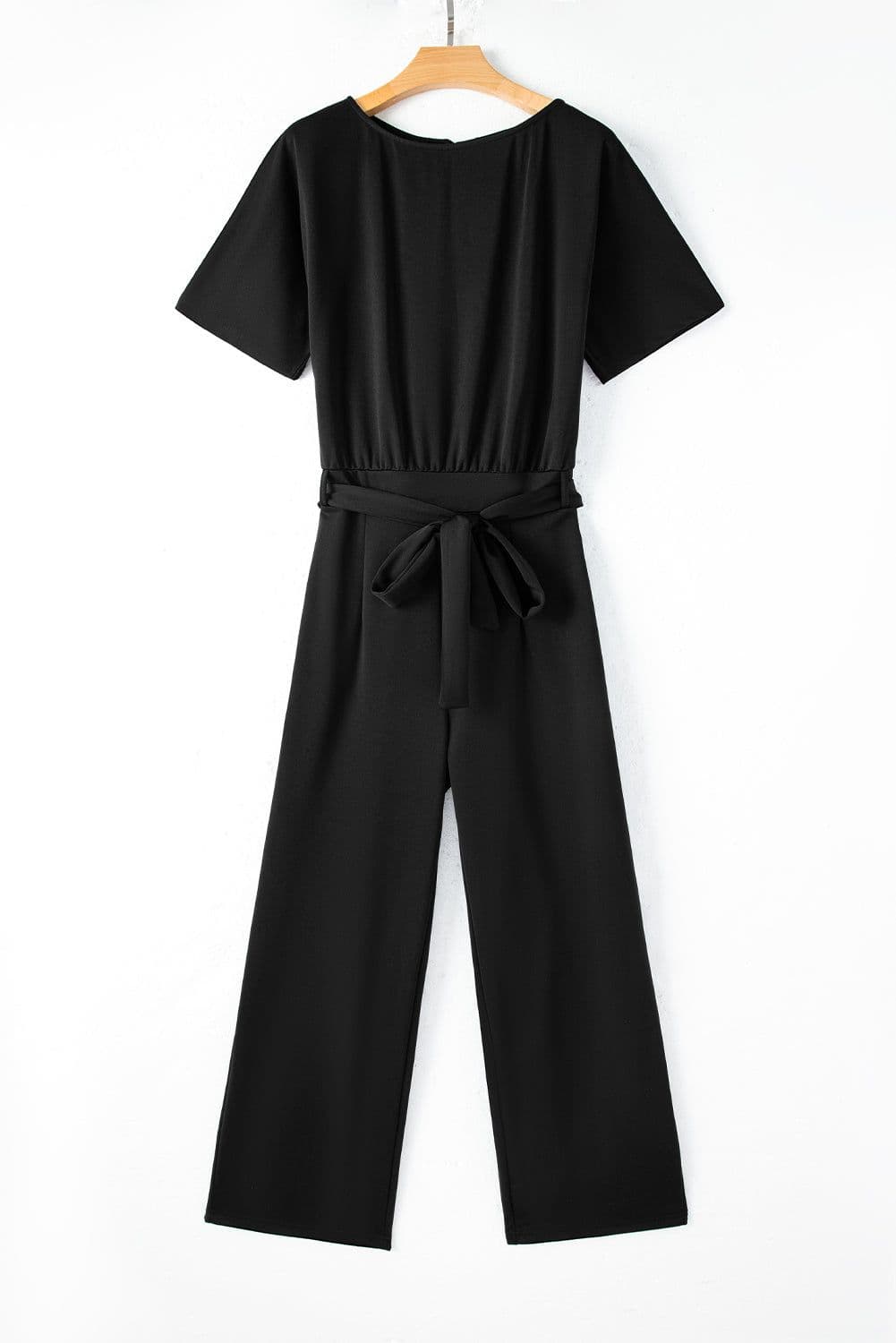 image-Black Belted Wide Leg Jumpsuit