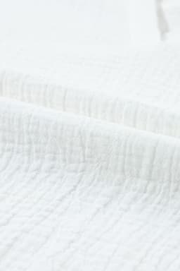 image-White Crinkled Lace Splicing V Neck Blouse